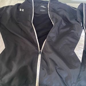 Under armor black with white stripe windbreaker size small